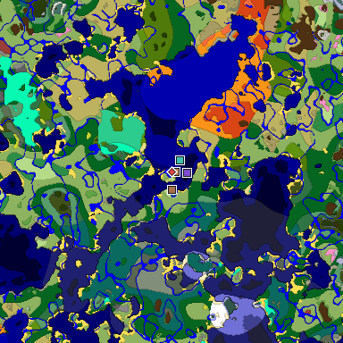 Predicted biome map of Java 26.3 seed -8164517828383868006 around estimated spawn