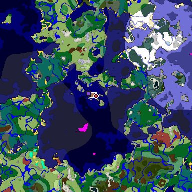 Predicted biome map of Java 26.3 seed 5632374648315973791 around estimated spawn