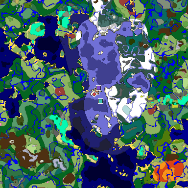 Predicted biome map of Java 26.3 seed -402980128254383369 around estimated spawn