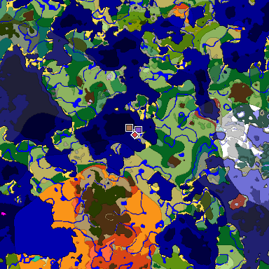 Predicted biome map of Java 26.3 seed 2520363532040956284 around estimated spawn