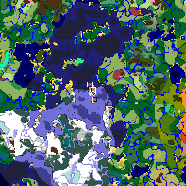 Predicted biome map of Java 26.3 seed 2898835210650835922 around estimated spawn
