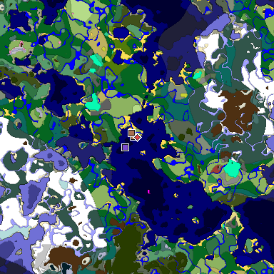 Predicted biome map of Java 26.3 seed 1356554601390313672 around estimated spawn