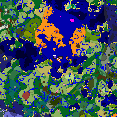 Predicted biome map of Java 26.3 seed -2011269449926084373 around estimated spawn