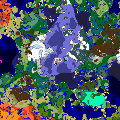 Predicted biome map of Java 26.3 seed 3902106975154789750 around estimated spawn