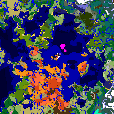 Predicted biome map of Java 26.3 seed 1066368457619022937 around estimated spawn