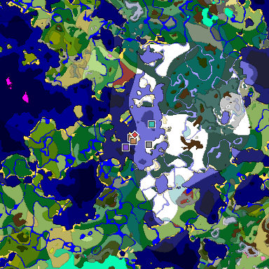 Predicted biome map of Java 26.3 seed -6255910777029646817 around estimated spawn