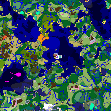 Predicted biome map of Java 26.3 seed 1384317991795603623 around estimated spawn