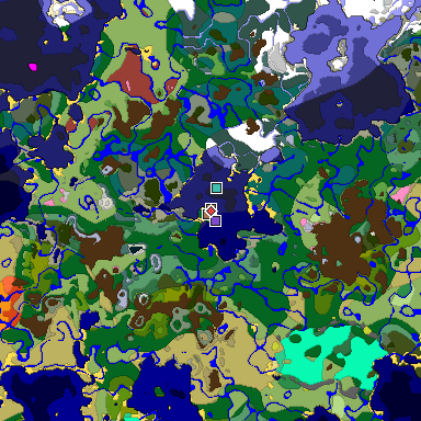 Predicted biome map of Java 26.3 seed -1148038476843276294 around estimated spawn