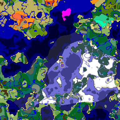 Predicted biome map of Java 26.3 seed 901270638999834771 around estimated spawn