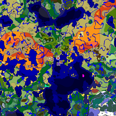 Map of Minecraft seed 7355777090085443000 around spawn