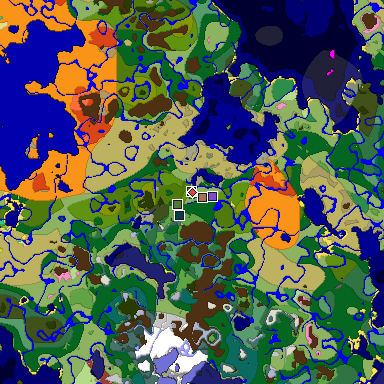 Map of Minecraft seed 1409583108551122482 around spawn