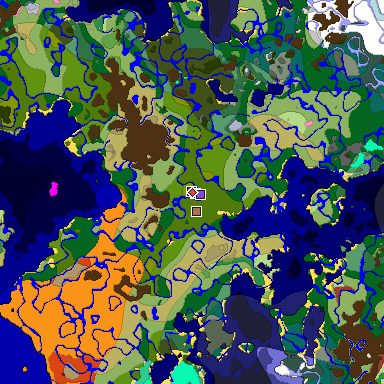 Predicted biome map of Java 26.3 seed -810318754349668226 around estimated spawn