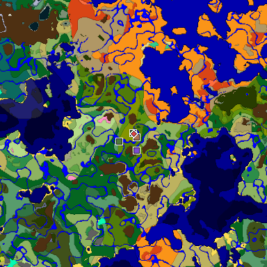 Predicted biome map of Java 26.3 seed -3161676353858169927 around estimated spawn