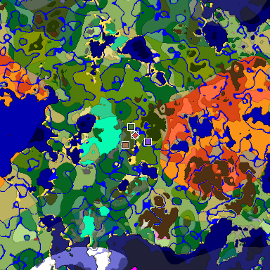 Predicted biome map of Java 26.3 seed 5084157379566029720 around estimated spawn