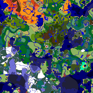 Predicted biome map of Java 26.3 seed -6555451879714570963 around estimated spawn
