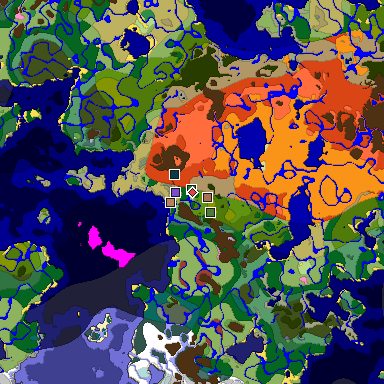 Predicted biome map of Java 26.3 seed -3369508563163638184 around estimated spawn
