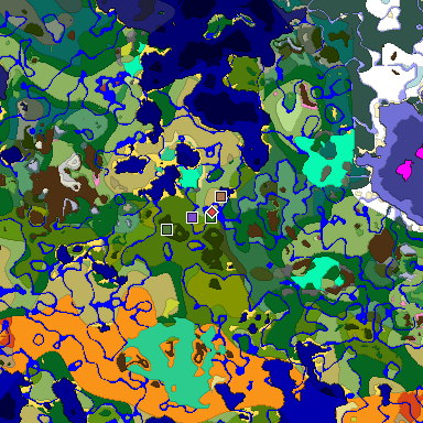 Predicted biome map of Java 26.3 seed -5787390471230095414 around estimated spawn