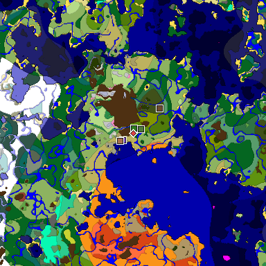 Predicted biome map of Java 26.3 seed -5009168958644736810 around estimated spawn