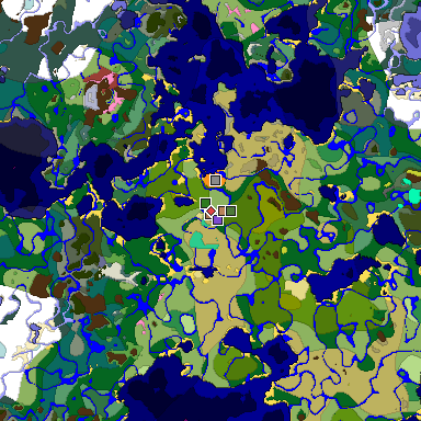 Predicted biome map of Java 26.3 seed 3651263767053456650 around estimated spawn