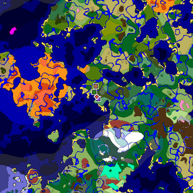 Predicted biome map of Java 26.3 seed -2852953110500809840 around estimated spawn