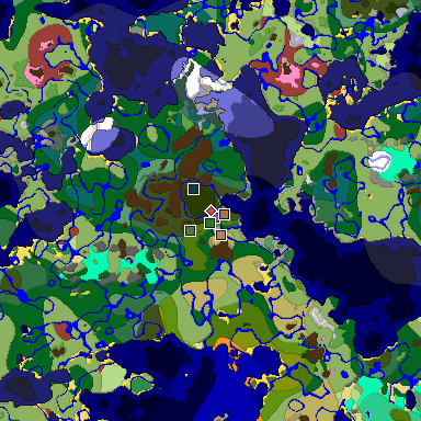 Predicted biome map of Java 26.3 seed 7020163690223700326 around estimated spawn