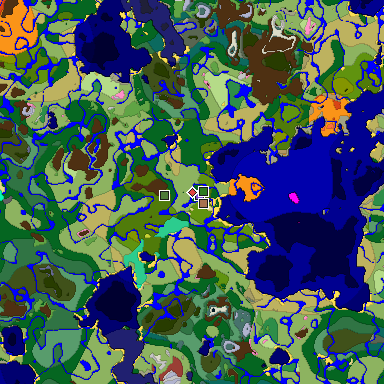 Predicted biome map of Java 26.3 seed 3244514649034045578 around estimated spawn