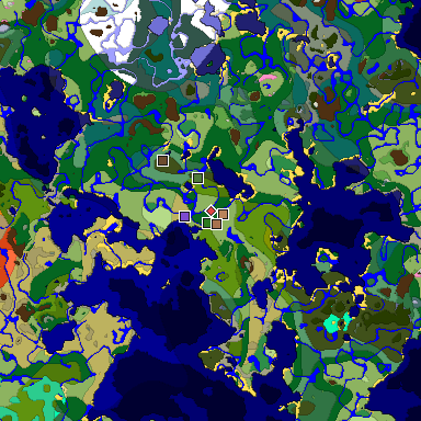 Predicted biome map of Java 26.3 seed -6450300021725950226 around estimated spawn