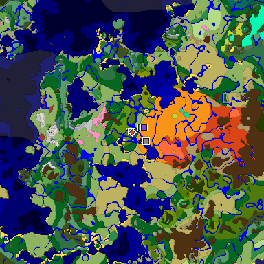 Predicted biome map of Java 26.3 seed -5708066540171709550 around estimated spawn