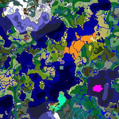 Predicted biome map of Java 26.3 seed -5782622750694069632 around estimated spawn