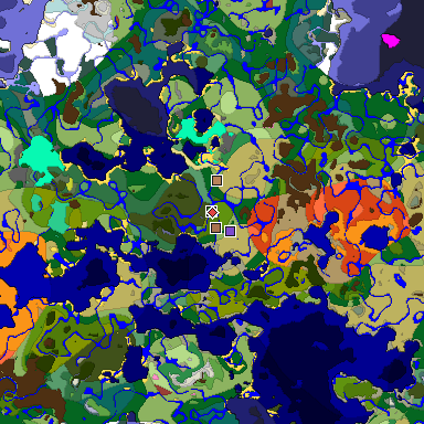 Predicted biome map of Java 26.3 seed 1442743574711315017 around estimated spawn
