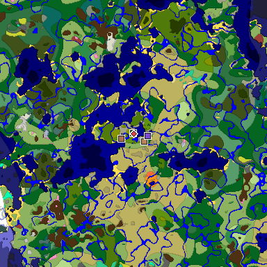 Predicted biome map of Java 26.3 seed 8600419008023473083 around estimated spawn