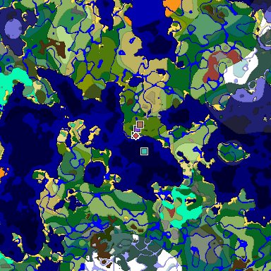Predicted biome map of Java 26.3 seed -8267002183789696399 around estimated spawn
