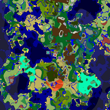 Predicted biome map of Java 26.3 seed 955486834825591862 around estimated spawn