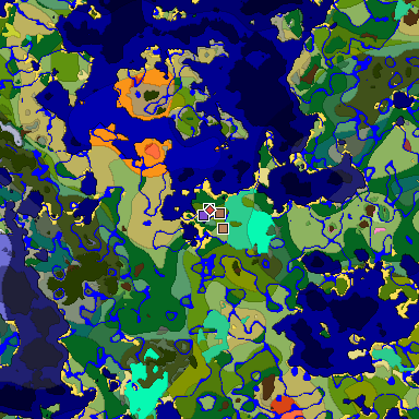Predicted biome map of Java 26.3 seed -68358804067902412 around estimated spawn