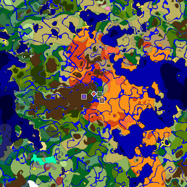 Predicted biome map of Java 26.3 seed -5080915916612904908 around estimated spawn