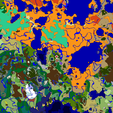 Predicted biome map of Java 26.3 seed 2374634267777060258 around estimated spawn