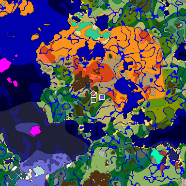 Predicted biome map of Java 26.3 seed 885545760651826890 around estimated spawn