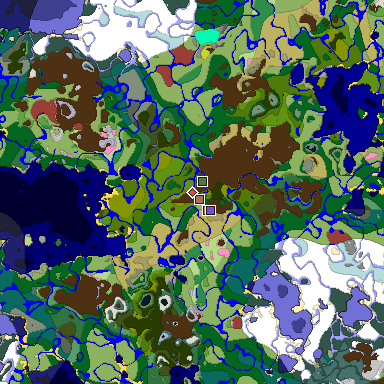 Predicted biome map of Java 26.3 seed -7971554110096257966 around estimated spawn