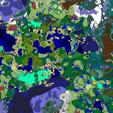Predicted biome map of Java 26.3 seed -3043980430287336798 around estimated spawn