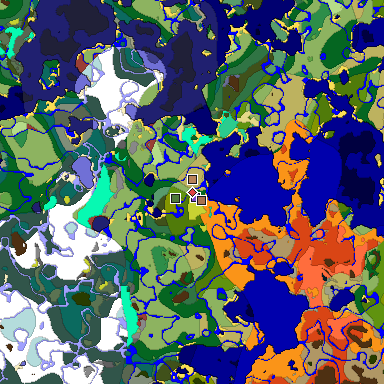 Predicted biome map of Java 26.3 seed 5098098491462378850 around estimated spawn