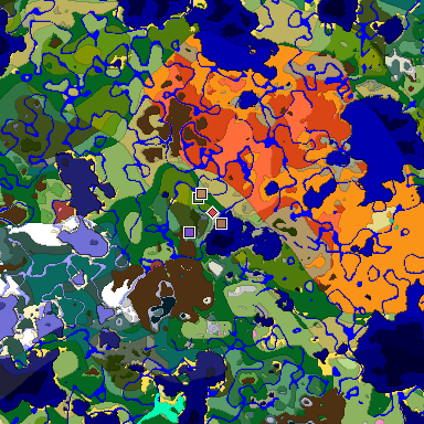 Predicted biome map of Java 26.3 seed 779680493110839178 around estimated spawn