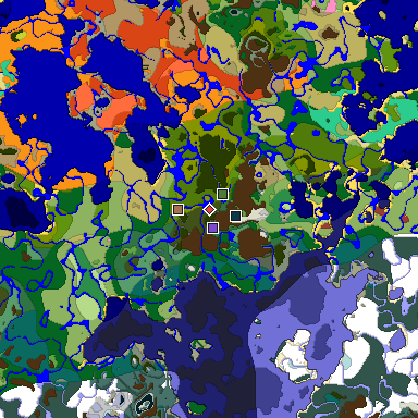 Predicted biome map of Java 26.3 seed -4201983647513335932 around estimated spawn