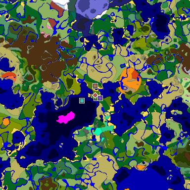 Predicted biome map of Java 26.3 seed 544265926156129225 around estimated spawn