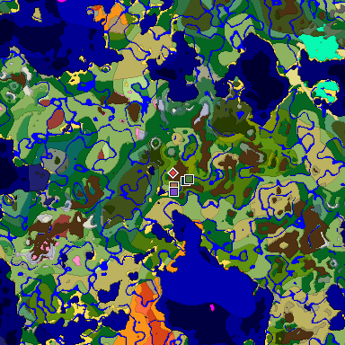 Predicted biome map of Java 26.3 seed 6782082654567691263 around estimated spawn