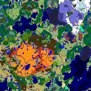 Predicted biome map of Java 26.3 seed -5272752157888404671 around estimated spawn