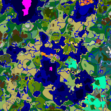 Predicted biome map of Java 26.3 seed 4619020247247609234 around estimated spawn