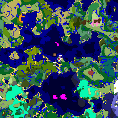 Predicted biome map of Java 26.3 seed 8555073605158017766 around estimated spawn