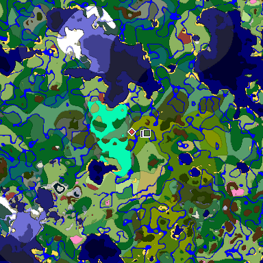 Predicted biome map of Java 26.3 seed 1372623312857152087 around estimated spawn