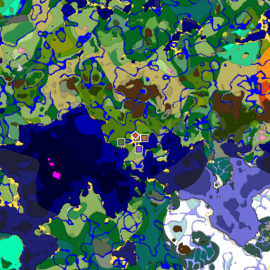 Predicted biome map of Java 26.3 seed -3931823033007396091 around estimated spawn