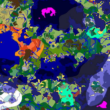 Predicted biome map of Java 26.3 seed -2158968632192369883 around estimated spawn